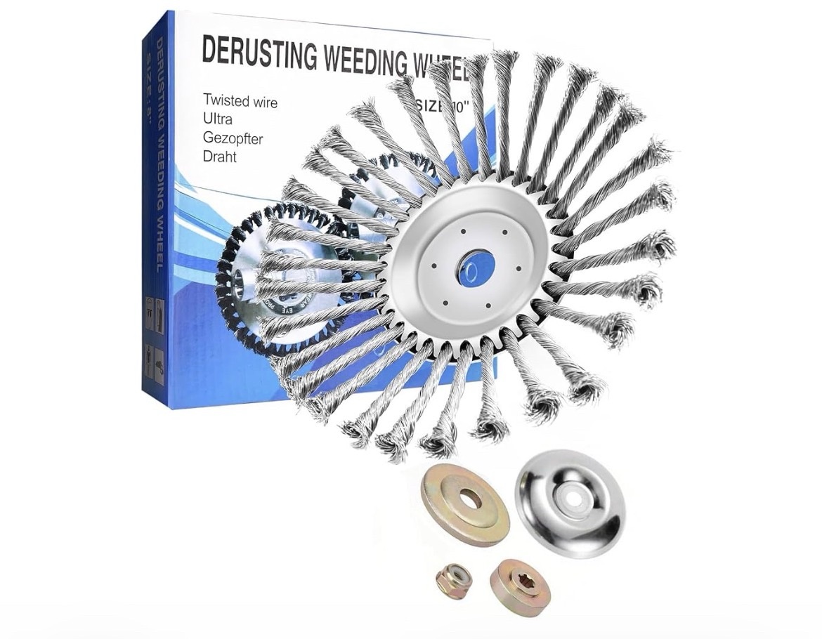 Twisted Wire Derusting Weeding Wheel, 10-Inch