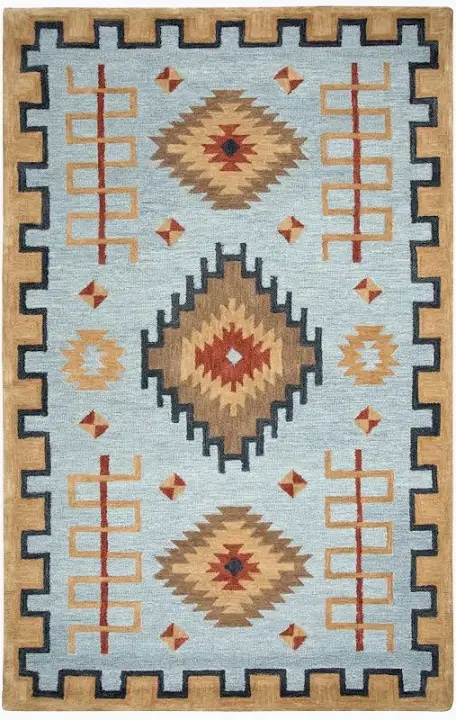 Nizzy Home Handmade Mesa Collection 5x8 Wool Rug MT-162B Light Blue