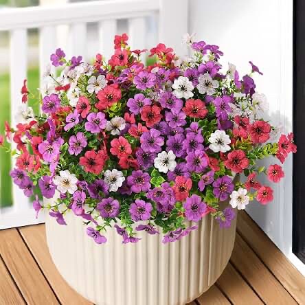 Ammyilo 12 Bundles Artificial Flowers (Purple and White)