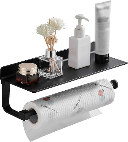 Better Brand Life Black Paper Towel Holder with Shelf