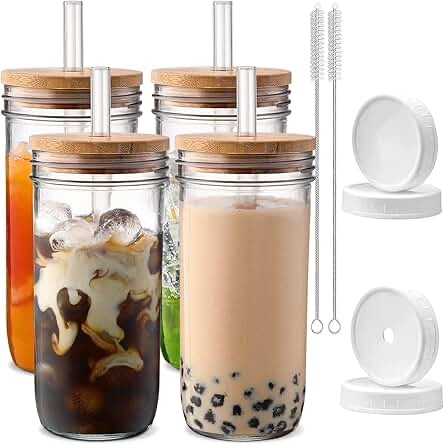 Icesip 24 oz Glass Juice Smoothie Boba Tea Cup