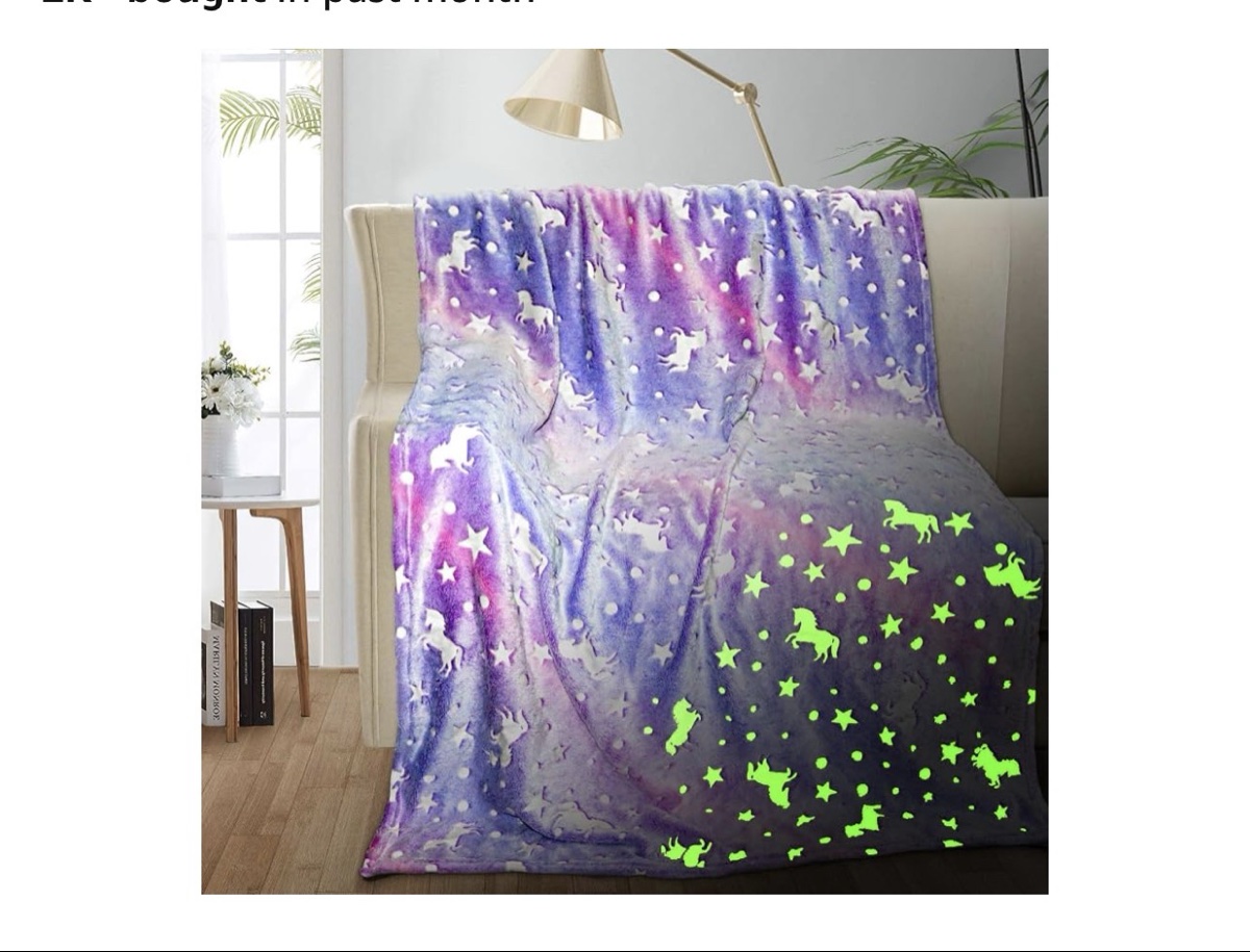 SALIMAH Unicorn Glow in the Dark Throw Blanket