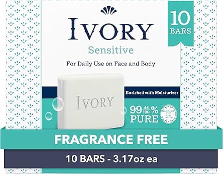 Ivory Sensitive Skin Bar Soap, 10 Count Pack