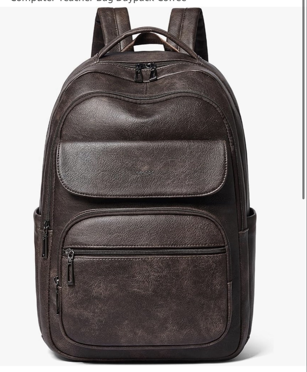 Leresas 35L Vegan Leather Fashion Backpack Purse - Coffee