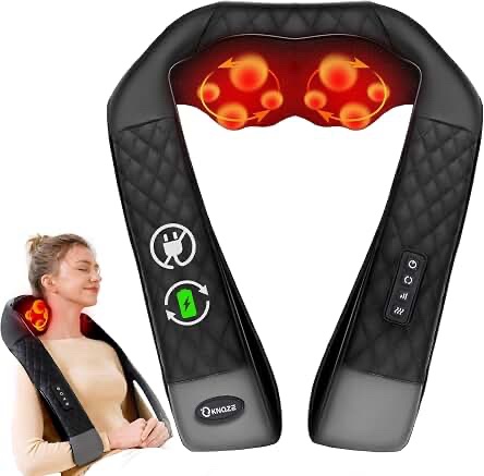 KNQZE Cordless Neck and Shoulder Massager with Heat (Model KN68Pro)