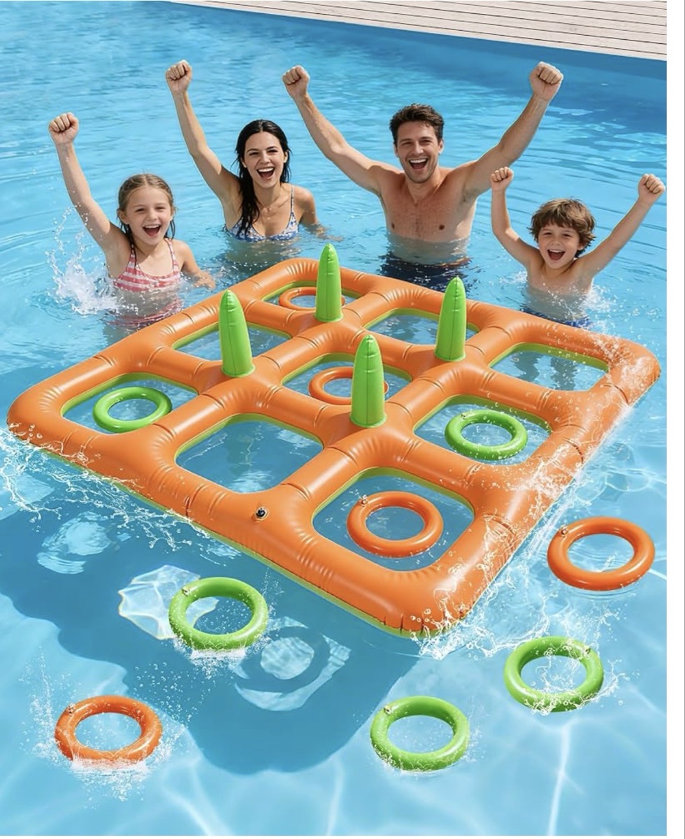 Pacifoo Pool Party Tic-Tac-Toe Game Giant Floating Ring Toss Game