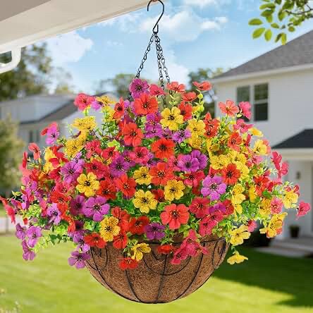 8PCS Artificial Hanging Balcony Yard Decor Floral Set