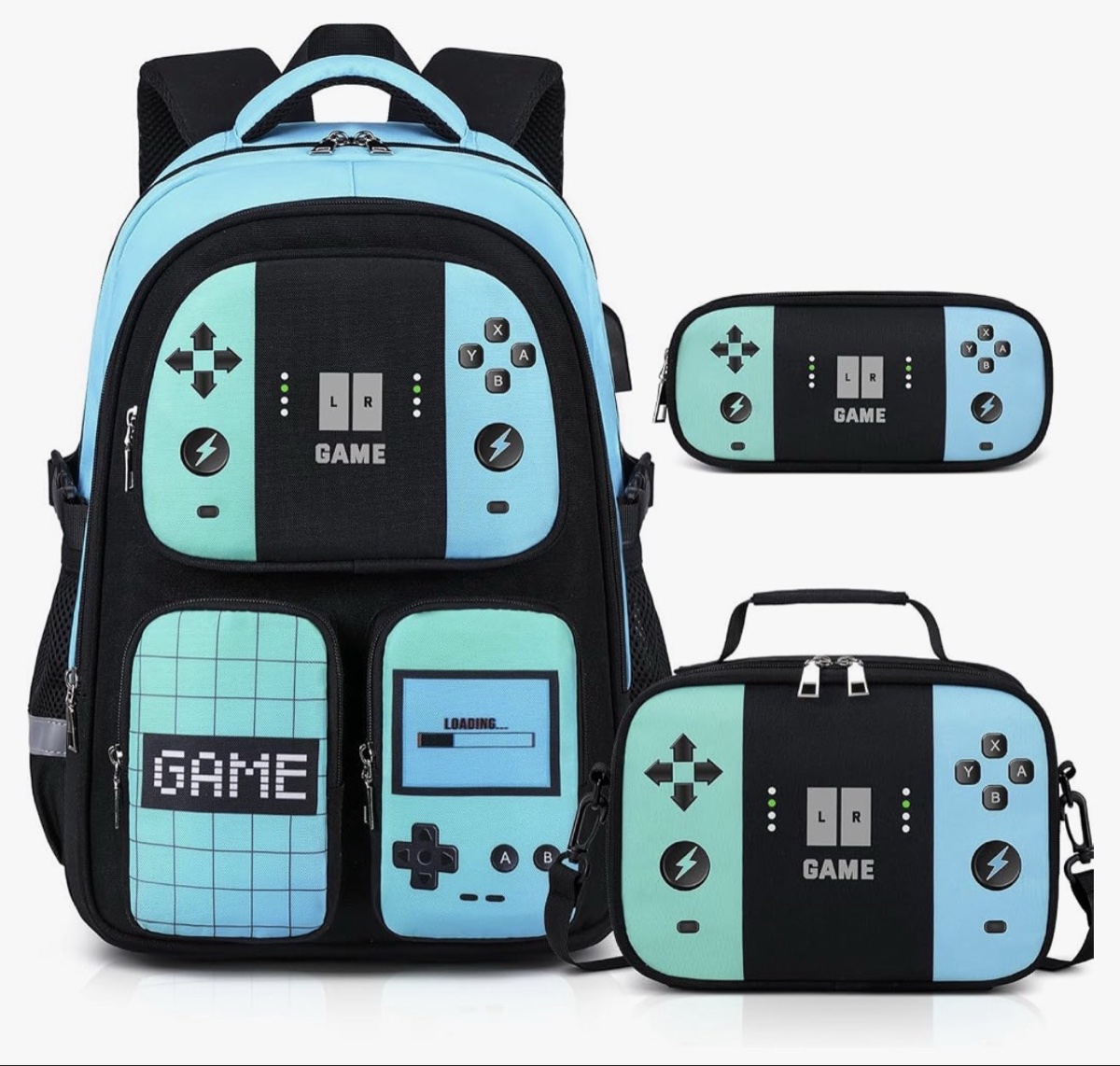 ACESAK 16 Inch Green Backpack with Game Controller Pattern