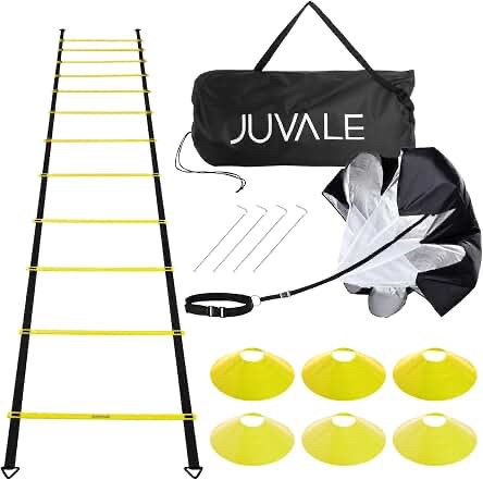 Juvale Speed and Agility Ladder Training Set with 6 Cones and Resistance Parachute