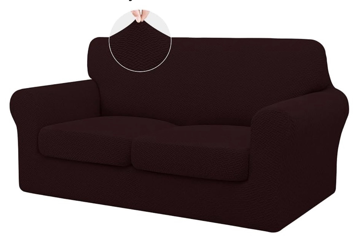 Issuntex Sectional Stretch Loveseat Sofa Slipcover - Wine