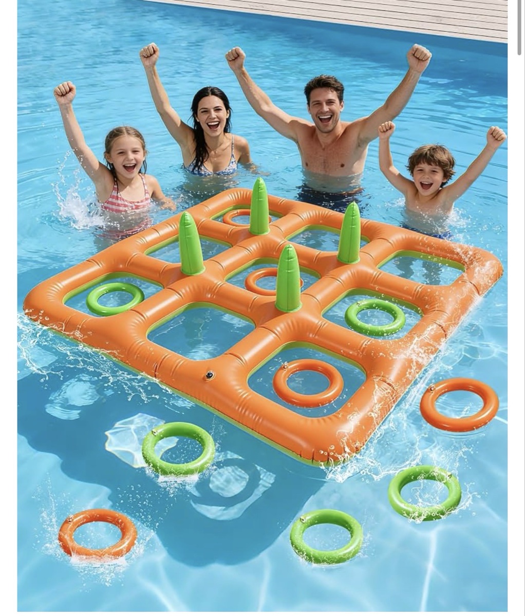 Pacifoo Pool Party Tic-Tac-Toe Giant Floating Ring Toss Game