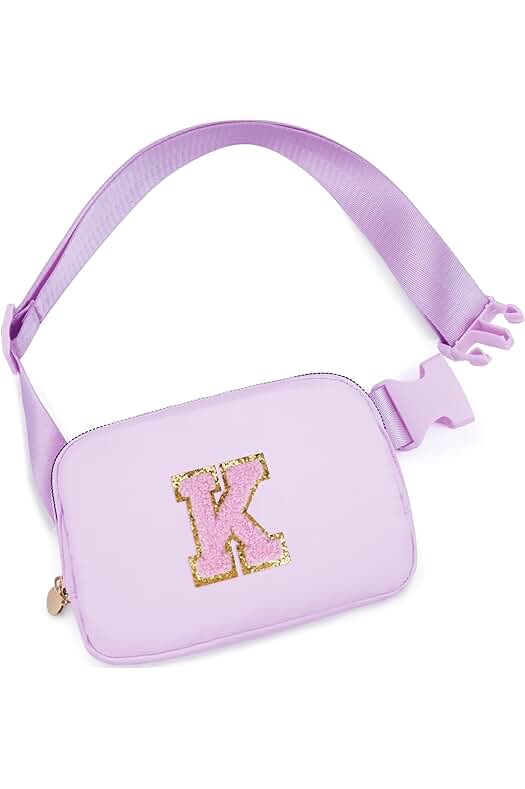 Uygafly Personalized Fanny Pack - Initial K, Lavender Bag