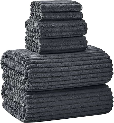 FITFINE Bath Sheets, Charcoal Grey, 6-Pack
