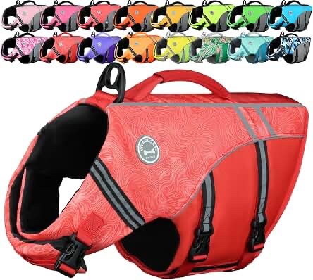 Love Longlong Sport Style Dog Life Jacket, Rosered, Size Medium