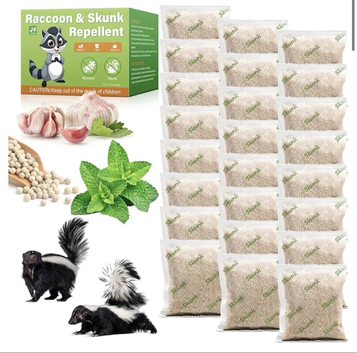 Unbranded Raccoon & Skunk Repellent (24 Pouches)