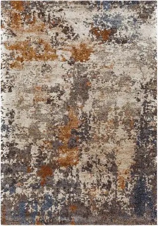 Abstract Area Rug, Orange, Brown, and Cream Palette