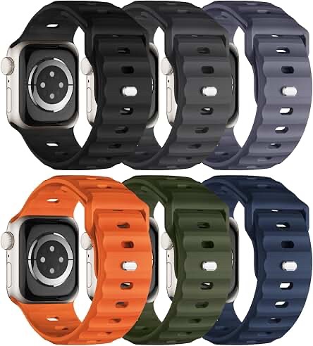 New 6 Pack Sport Band for Apple Watch 46mm/45mm/44mm/42mm (SE/Series 9/8/7/6/5/4)