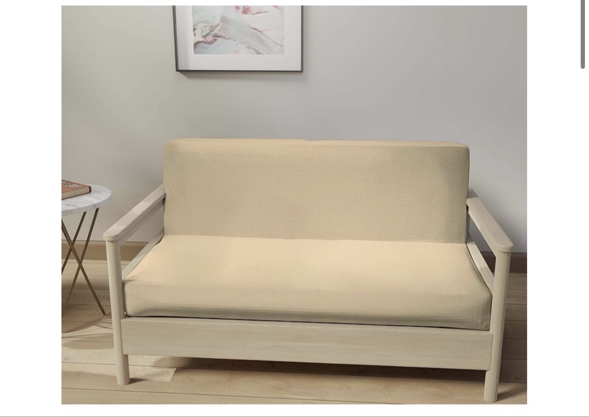 Lane Linen Armless Futon Cover, Pearl Ivory, 54" x 75"