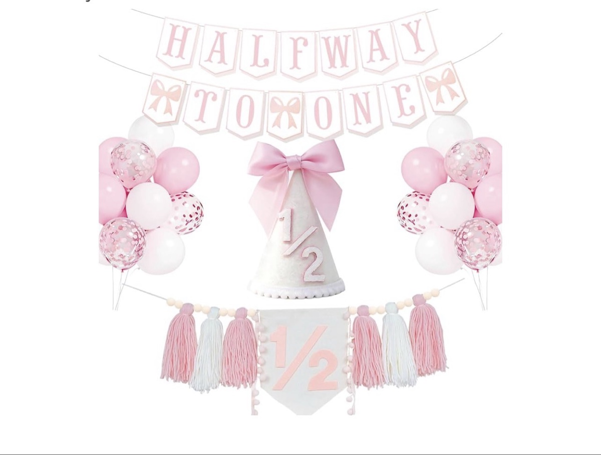 Pink Half Way To One Balloon Arch Kit