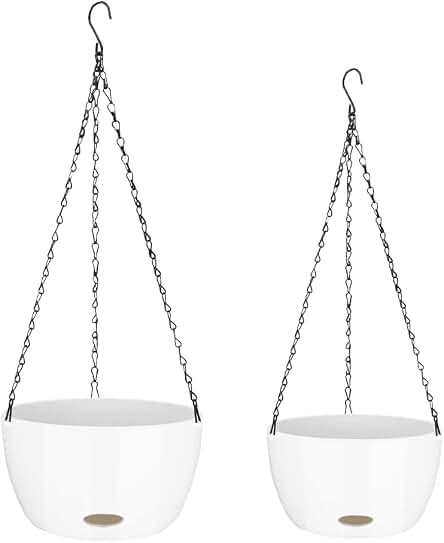 Sungmor Modern White Hanging Planter 2pc Set