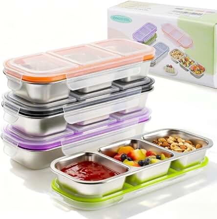 YJSLICT 4 Pack Stainless Steel Snack Containers (23.6oz)