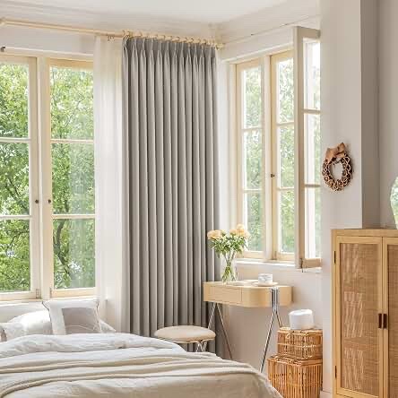 OYRING Pinch Pleat Curtain, 84" W x 84" L, Grey, 1 Panel