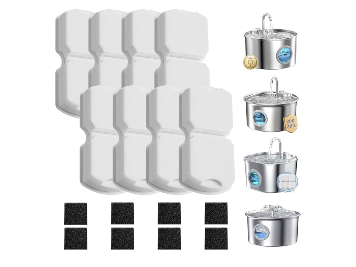 Pet Fountain Replacement Filter Combo Pack - 16 Filters, 16 Sponges, 16 Pump Sponges
