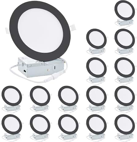 EOSMILE 6 Inch Black Recessed LED Lighting with Night Light 16-Pack