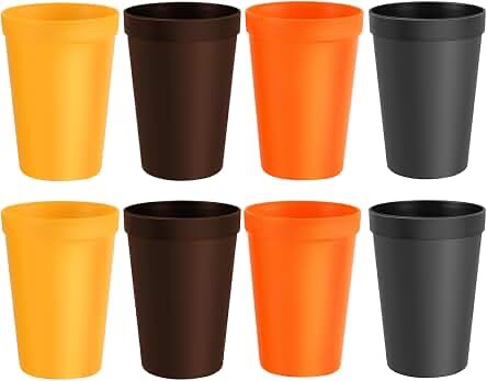 8-Pack 15.2oz Plastic Cups, BPA-Free Reusable Drinking Cups, Unbreakable PP Tumblers, Microwave & Dishwasher Safe, Translucent Assorted Colors for Party BBQ Picnic & Daily Use – Warm Earth Tones: Tumblers & Water Glasses