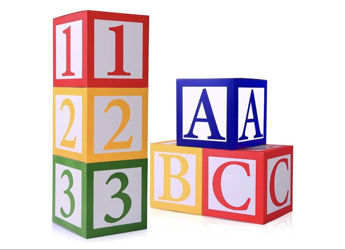 Domensi 6 Pcs ABC 123 Balloon Boxes - Teacher Photo Prop Party Supplies