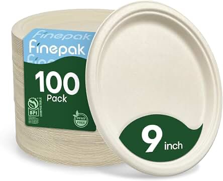 Finepak Disposable Paper Plates 9-inch 100 Count