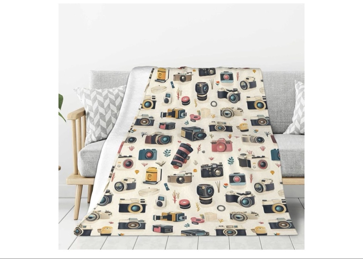 Camera Print Decorative Throw Blanket