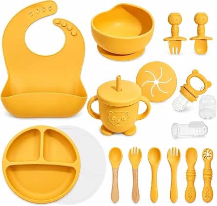 Silicone Baby Feeding Set 17 Pcs Yellow