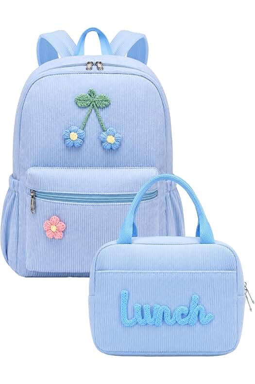 Dansydaisy Corduroy School Backpack - Blue
