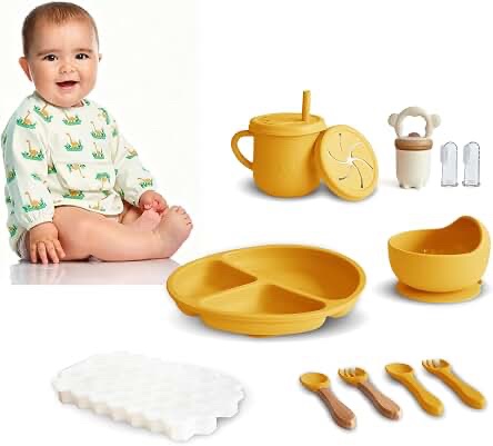 Silicone Baby Feeding Set 17 Pcs Yellow