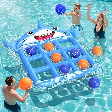 Instaywell Inflatable Shark Tic Tac Toe Pool Game Set