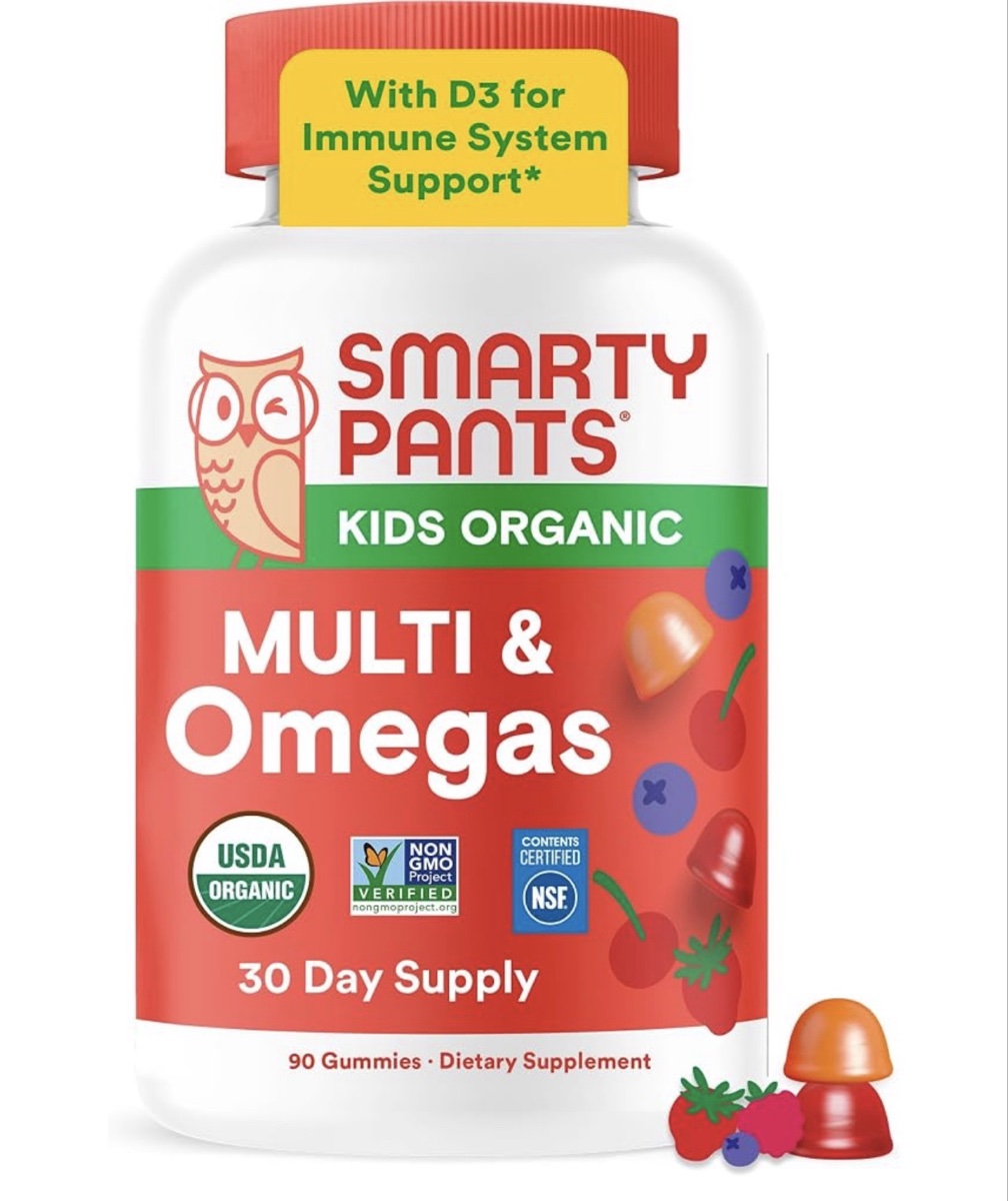 SmartyPants Kids Organic Multi & Omegas Dietary Supplement, 120 Gummies