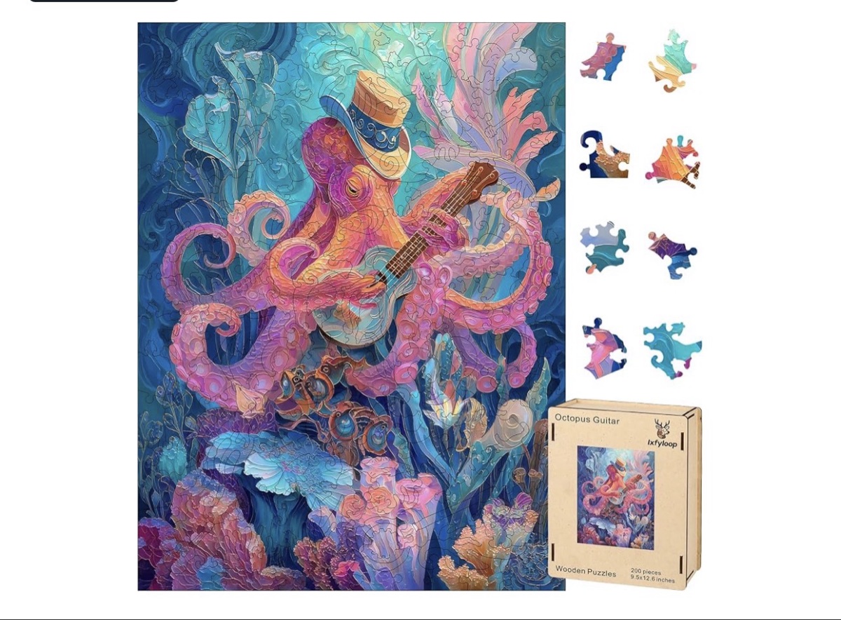 lxfyloop Octopus Guitar Wooden Puzzle 500 Pieces