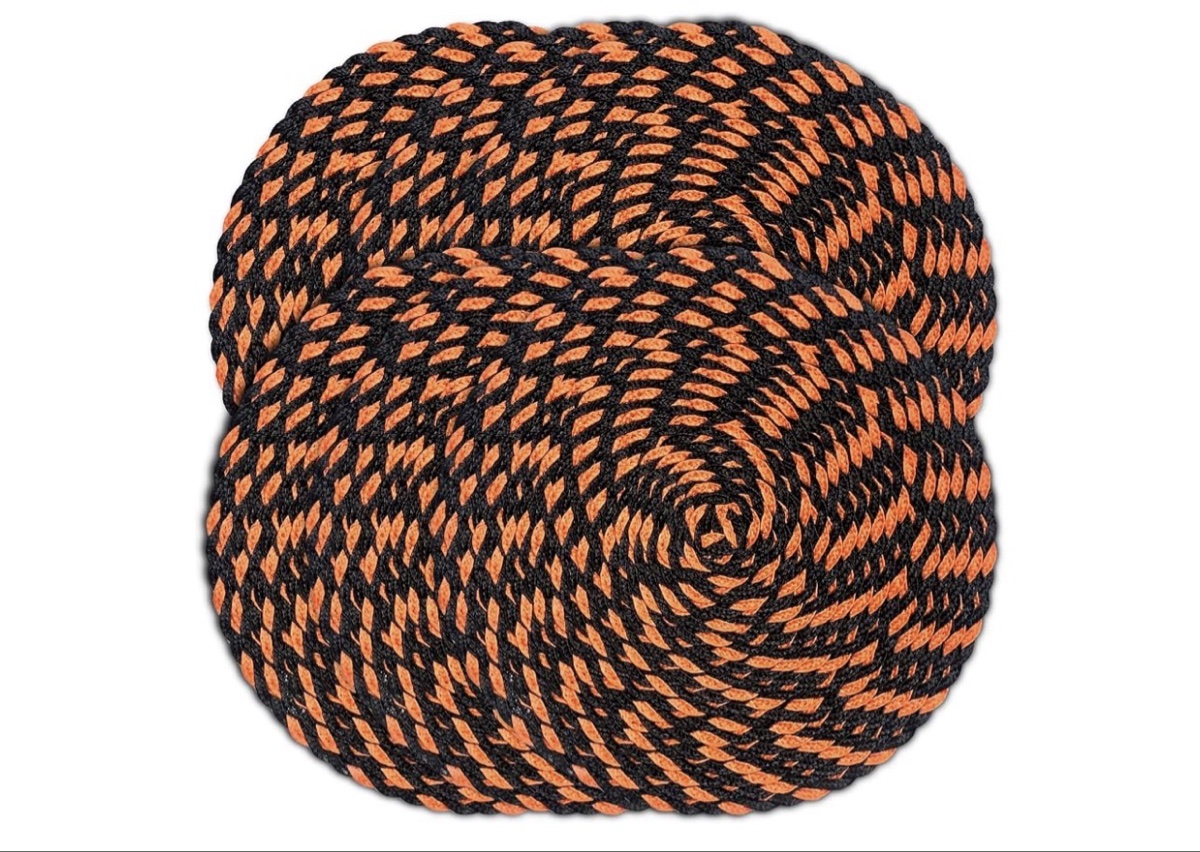 Set of 4 Round Placemats, 15 Inch, Orange/Black/White Spiral Design
