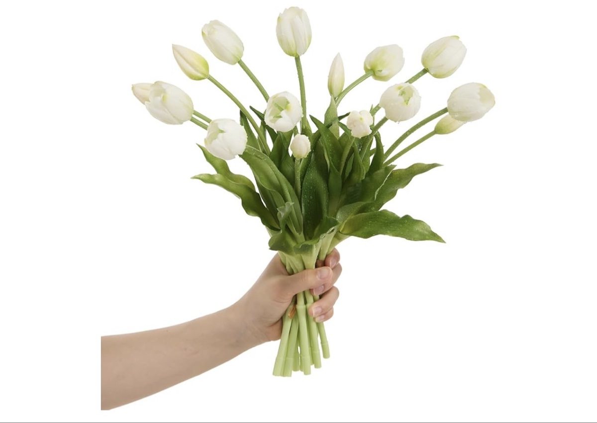 Unbranded 15PCS White Real Touch Artificial Latex Tulips