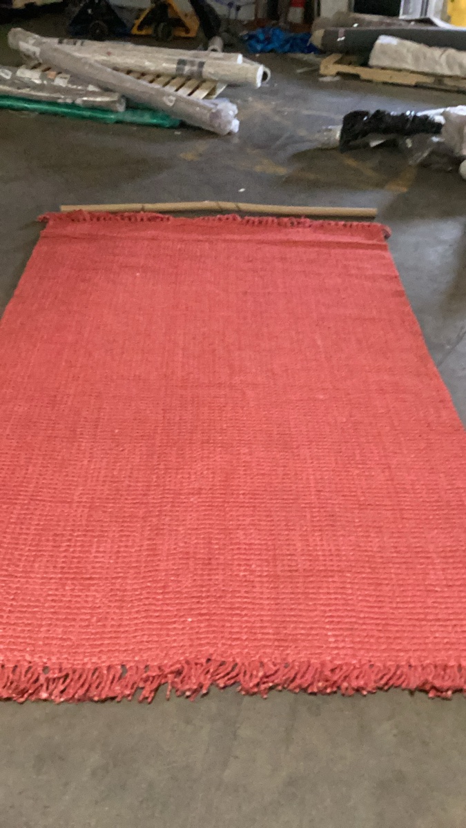 Hand Loomed 100% Jute Rug, Brick Red, 5' x 8'
