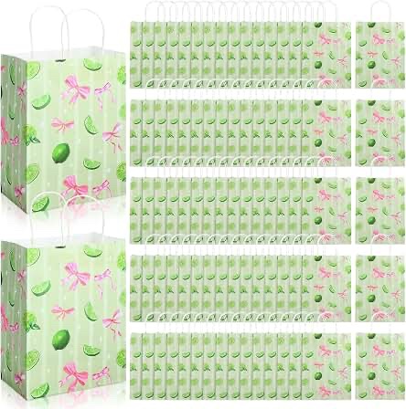 ReliThick 80 Pcs Green Lemon Bow Party Favor Bags