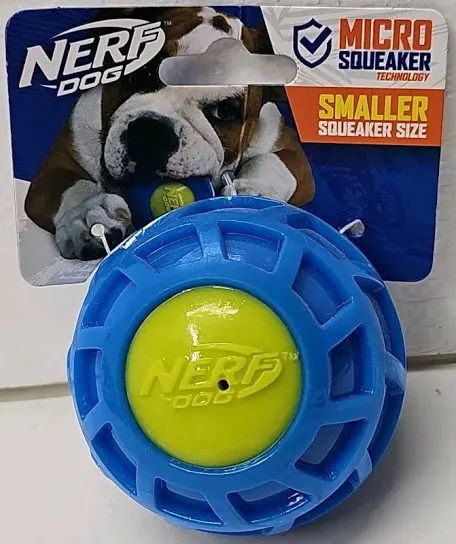 Nerf Dog Blue and Yellow Micro Squeaker Ball