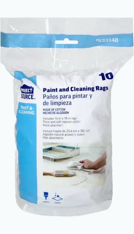 Project Source Paint and Cleaning Rags, Cotton, 10-in x 15-in