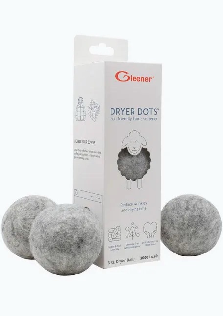 Gleener Dryer Dots Eco-Friendly Fabric Softener - 3 XL Wool Dryer Balls