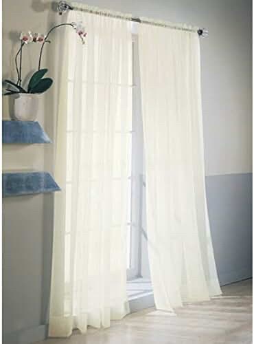 Style Selections Sheer Voile Rod Pocket Panel, Eggshell, 84-inch