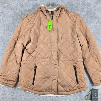 Free Country Women's Quilted Sherpa-Lined Hooded Jacket, Camel