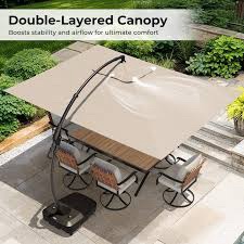 Base only 9 X 12 Ft Rectangular Tilt Adjustable Curved Cantilever Umbrella Base