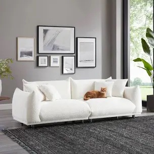 Wallas 3Seater Sofa Backframe White Boucle