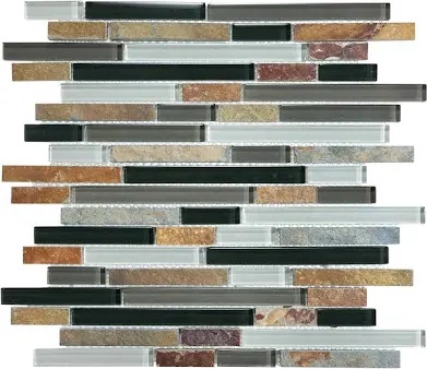 allen + roth Graphite Glass & Quartz Wall Mosaic #0354404